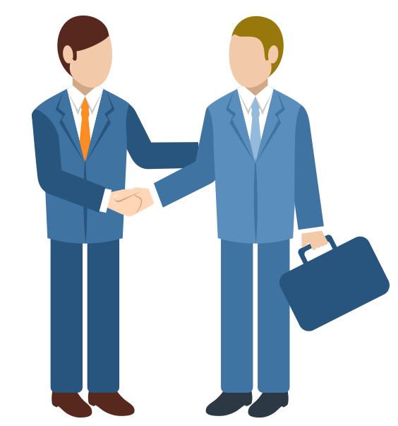 Two men in suits shaking hands