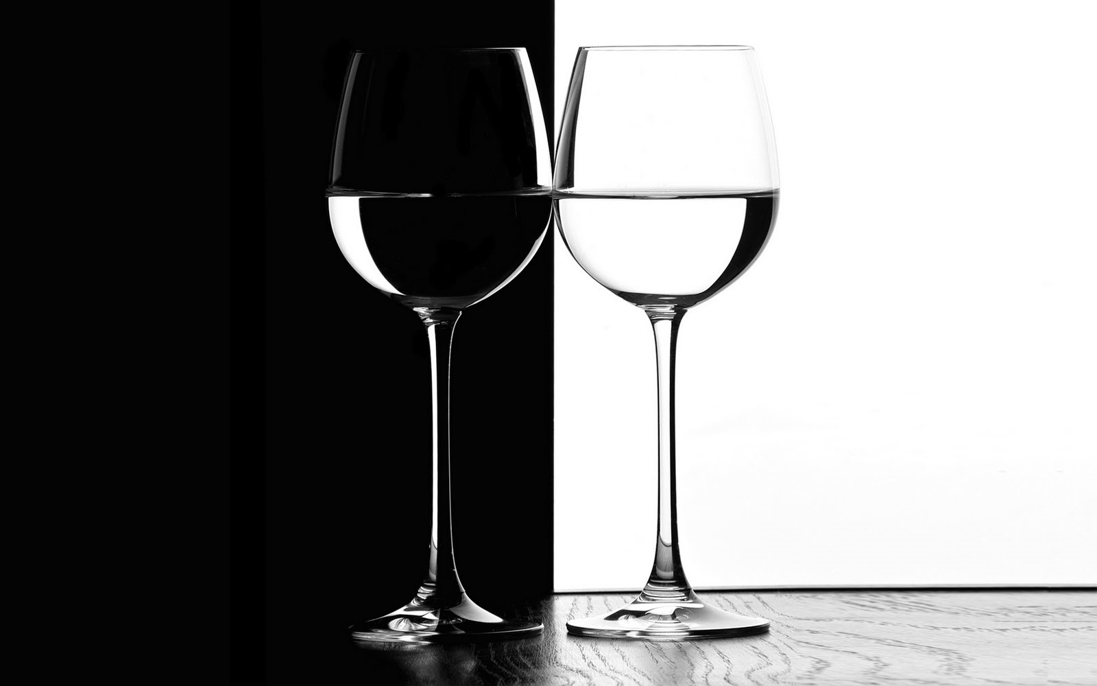 Contrast displayed with wine glasses