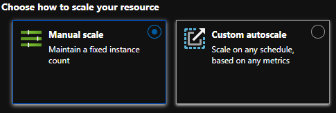 Manual or autoscale options in Azure App Service